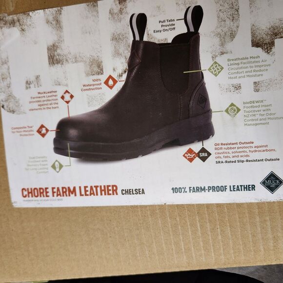 Muck Boot Chelsea – Men’s Size 13, Composite Toe, Brown Work Boots - Picture 3 of 12